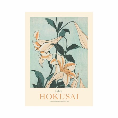 William Morris Hokusai Lilies 50x70