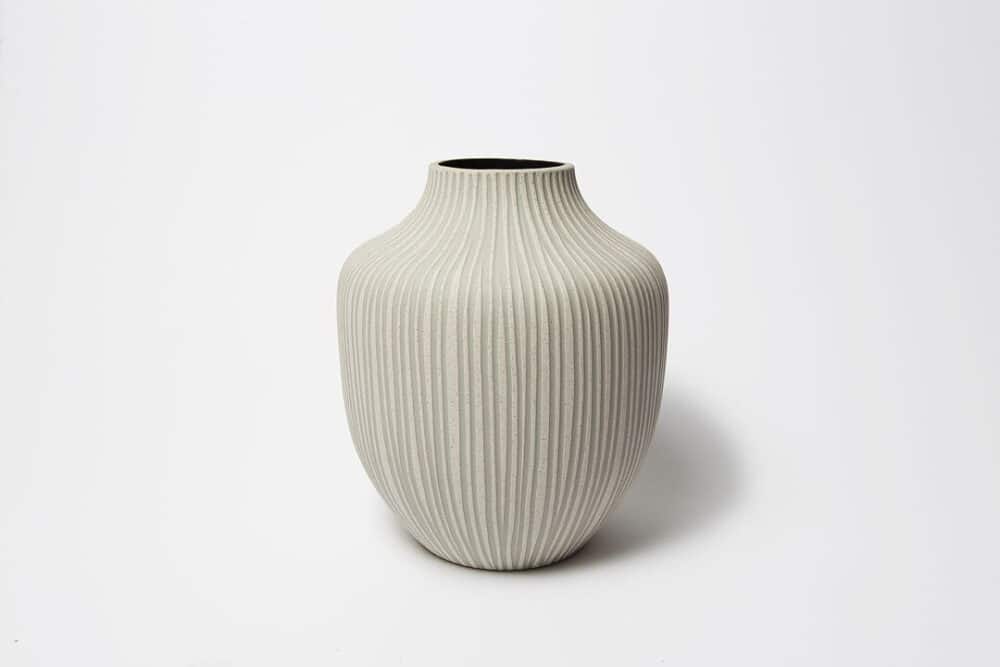 Kyoto Vase, Sand Stone Stripe White