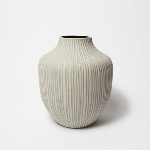 Kyoto Vase, Sand Stone Stripe White