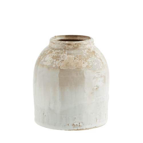 stoneware vase - honey/white