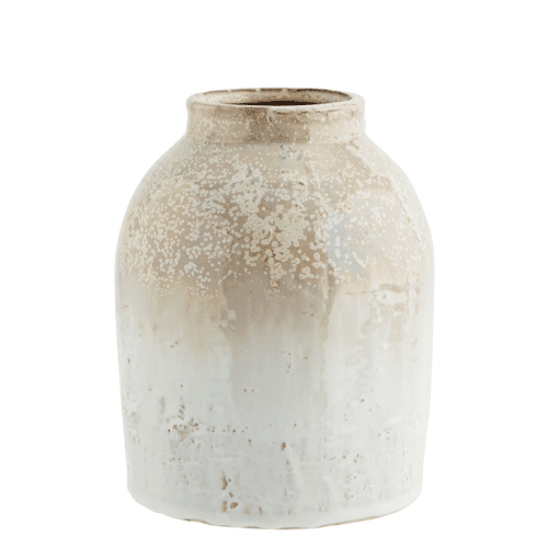 stoneware vase large - honey/white