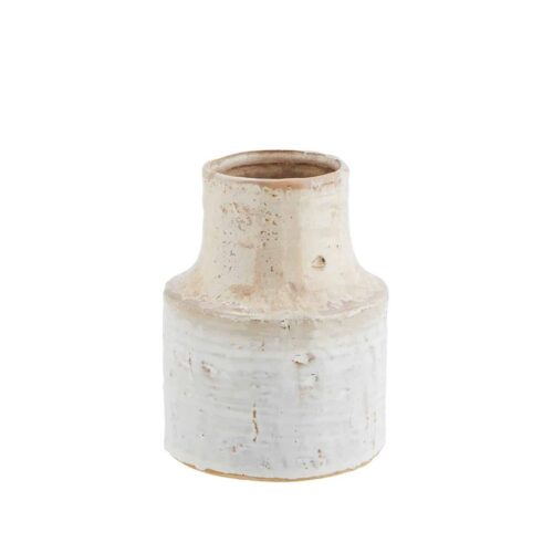 stoneware vase - beige/white